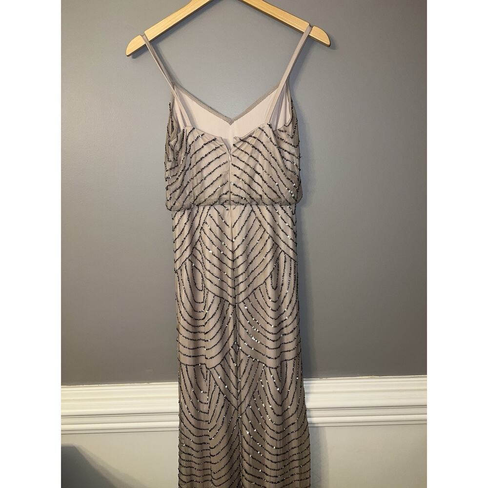 NEW Adrianna Papell Art Deco Beaded Blouson Gown Color Taupe (see Description) - Picture 4 of 9